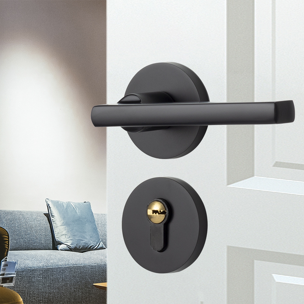 洛克家门锁卧室静音分体木门锁具简约室内锁锌合金执手锁金色批发