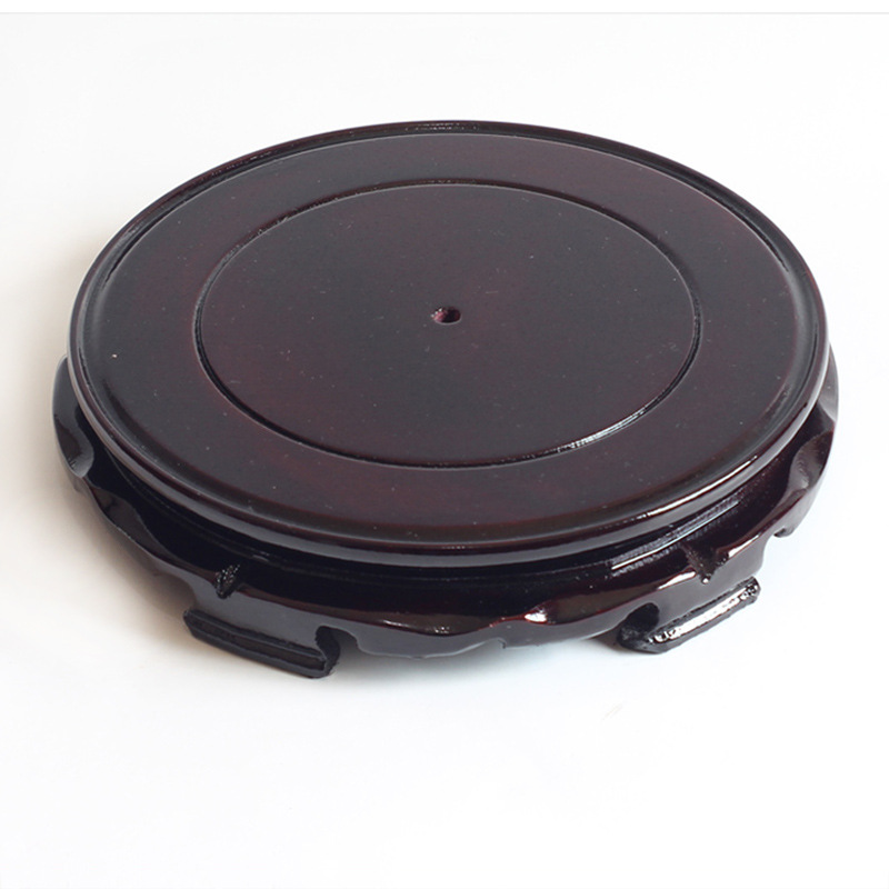 圆形底座木质架子不旋转矮脚底座木质垫子奇石花盆花瓶文玩垫底托