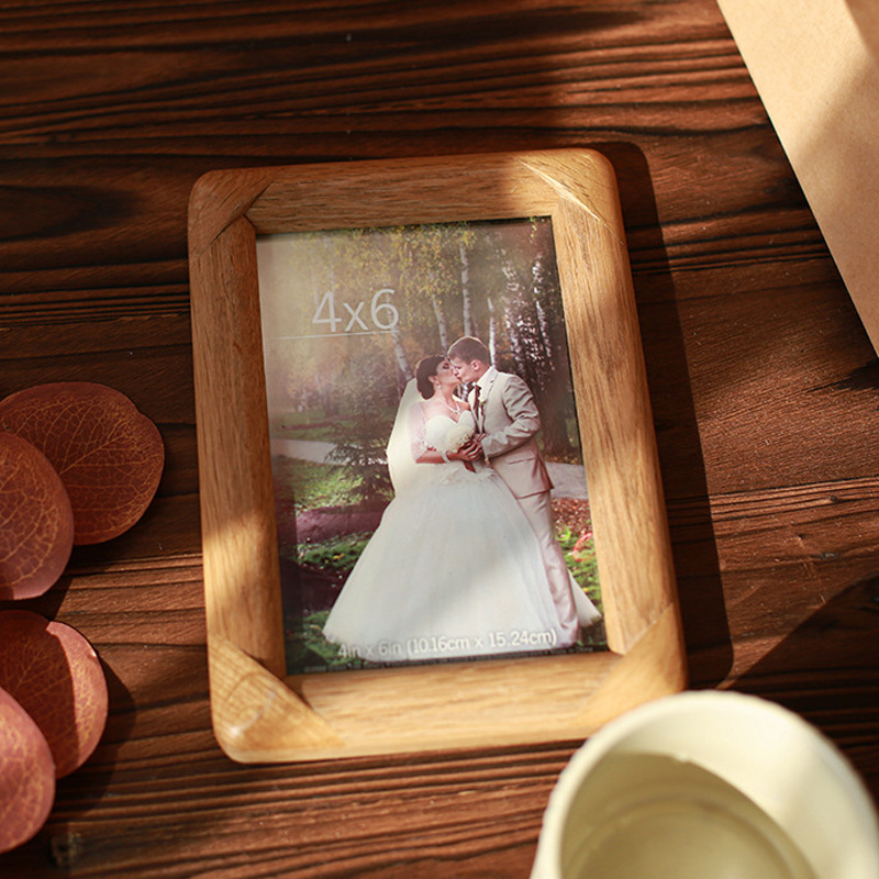 North American Red Oak Photo Frame Rounded Arc Picture Frame 8-Inch 10-Inch A4 Developing Photo Frame Wedding Photo Decoration