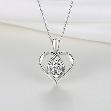 pt999足铂吊坠 女士白金项链批发 莫桑石吊坠 白金爱心吊坠