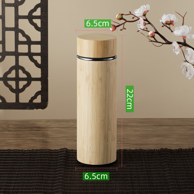 Cross-Border New Arrival 304 Stainless Steel Bamboo Shell Thermos Cup Car Portable Business Gift Bamboo Tumbler Logo