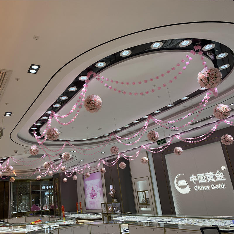 中秋节珠宝店装饰商场超市吊顶金店店铺节日布置仿真玫瑰花球挂饰