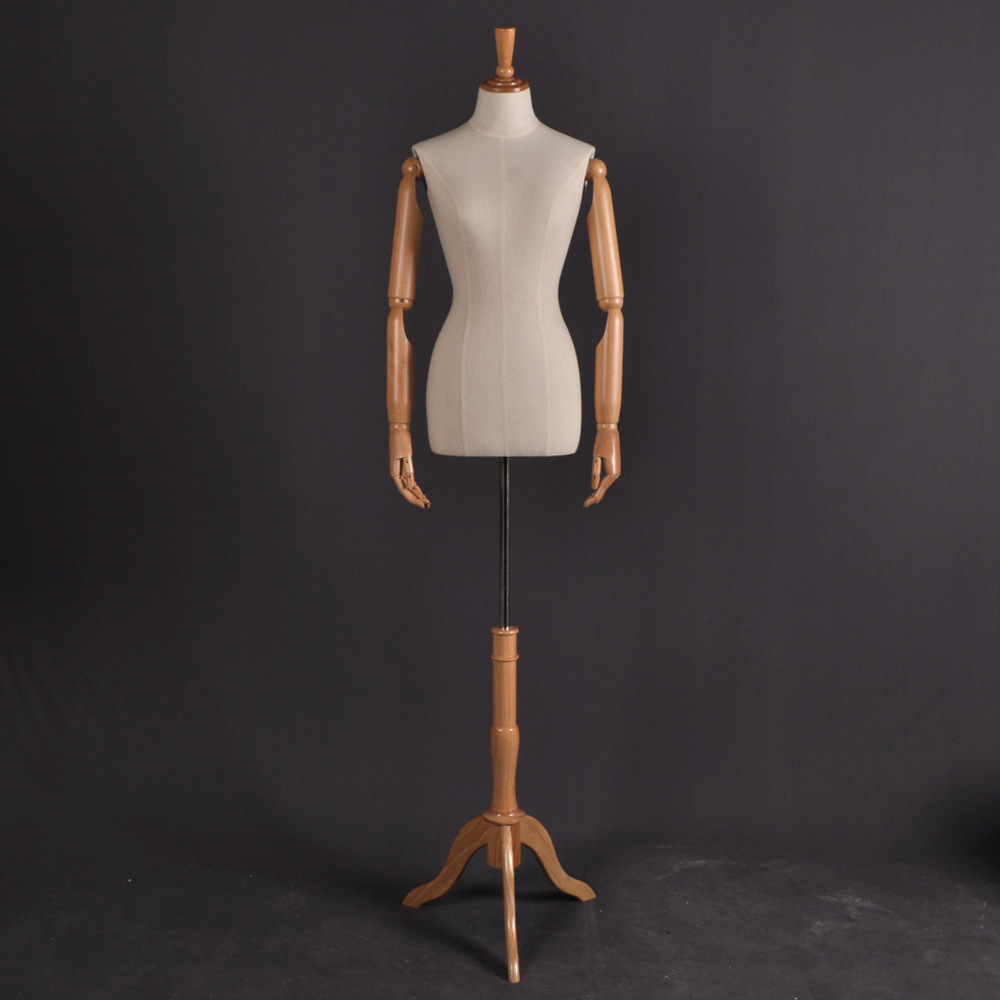 模特道具女半身包布带活动手臂服装展示模特衣架实木底座人台