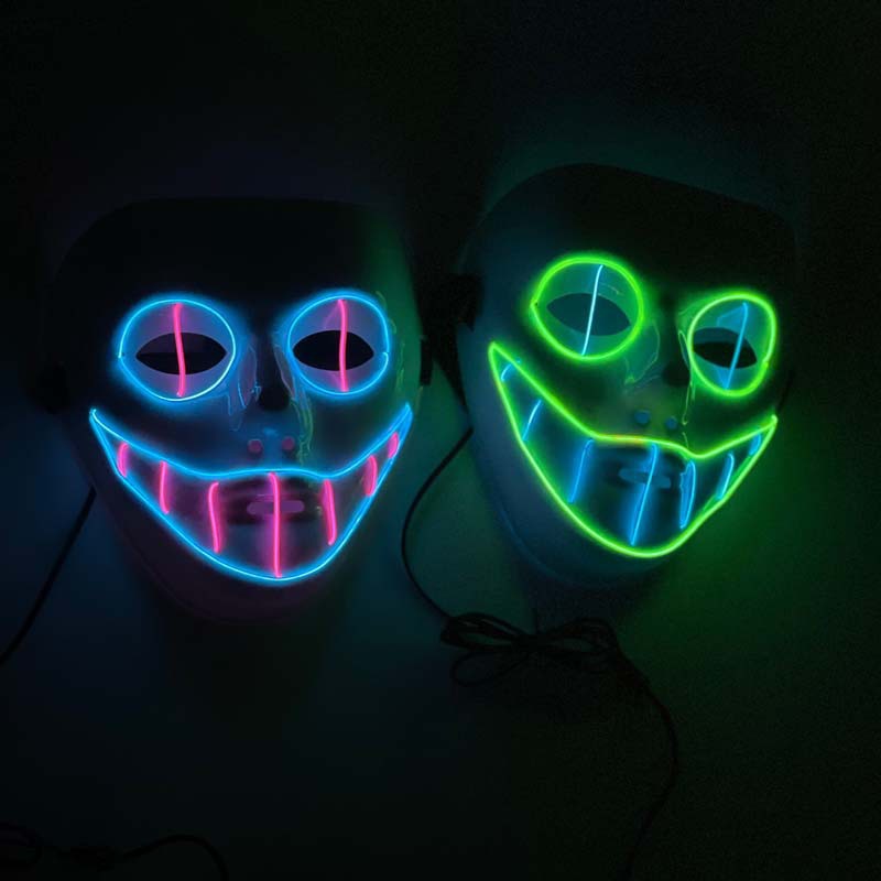 led发光冷光el小丑恐怖面具万圣节化妆舞会演出表演派对舞台道具