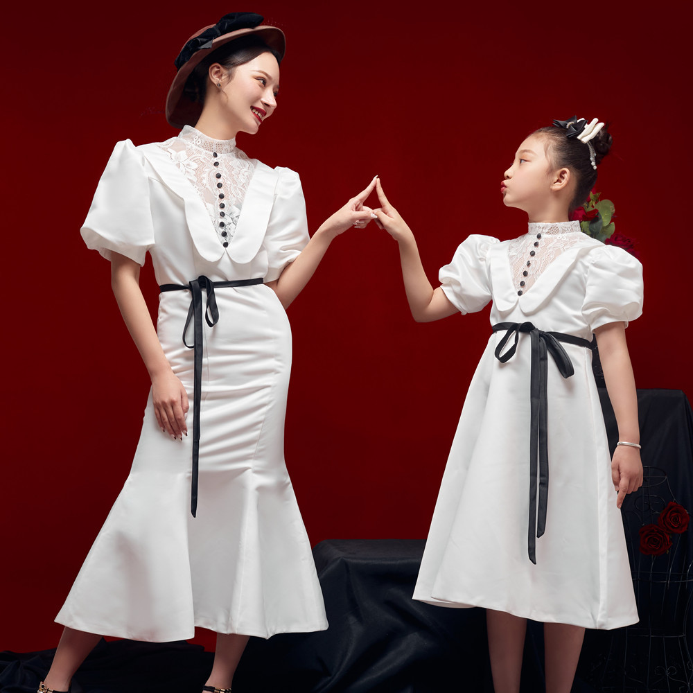 新款儿童摄影道具影楼拍照服装工作室时尚写真拍摄母女亲子装礼服