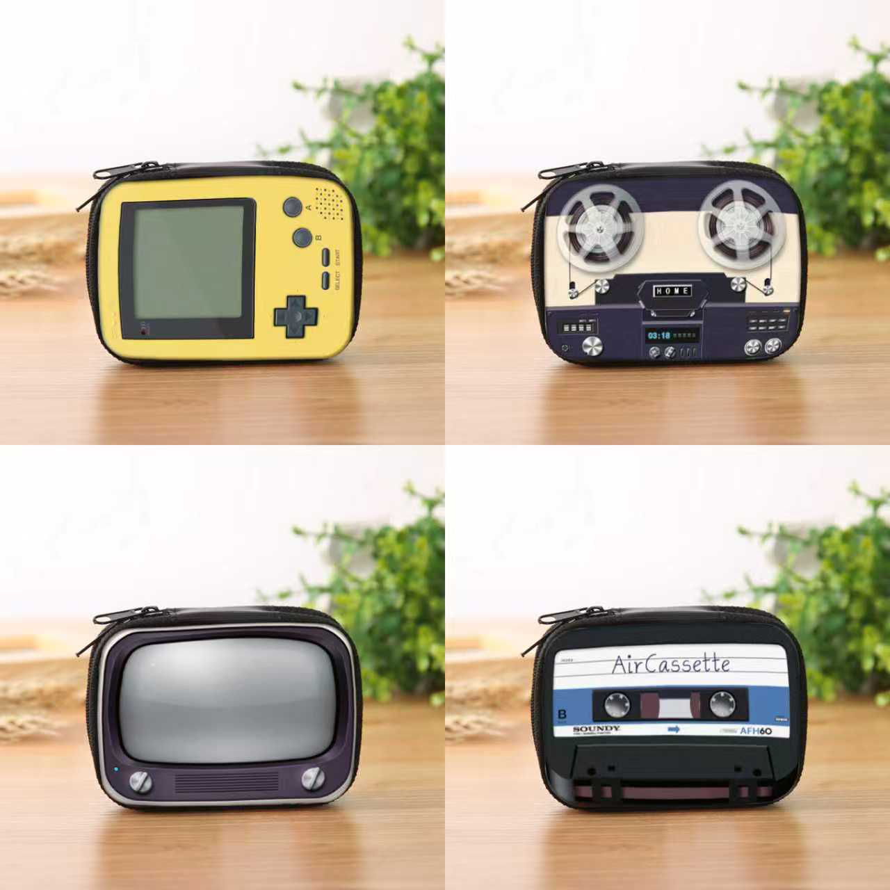 圣诞节日卡通图案零钱包复古怀旧小型迷你零钱包多功能拉链收纳盒