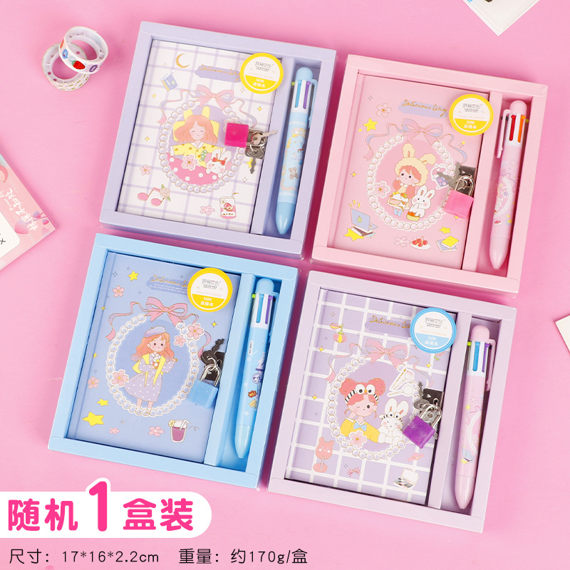 Journal Book Set Girl Heart Cute Notebook Primary School Student Book Gift Box Diary Prize Gift Wholesale