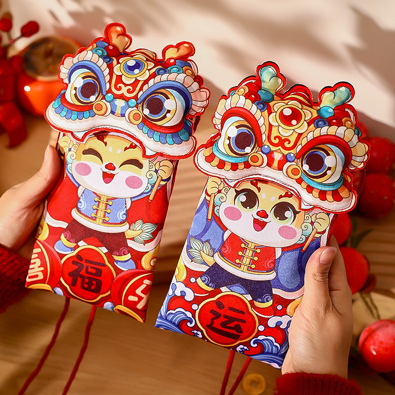2024 Dragon Year New Spring Festival Cloth Art Red Packet Bag Wholesale Creative Spring Festival New Year Children Lucky Money Packet Gift