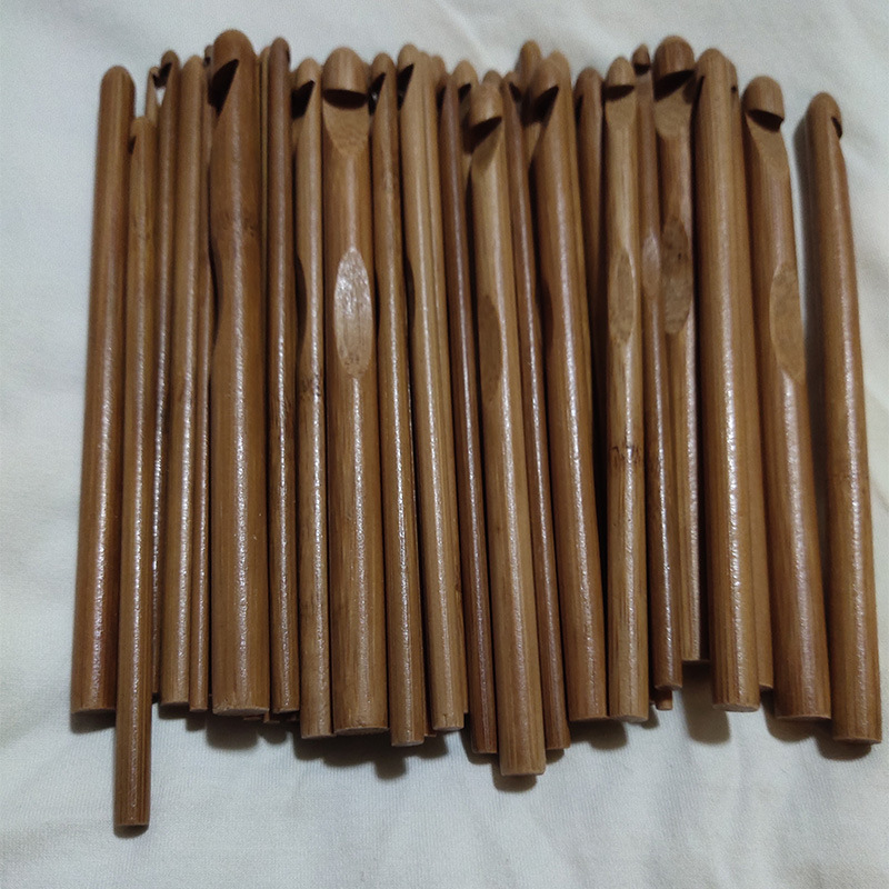 Direct Supply Bamboo Crochet Bamboo Crochet Hook Set Knitting Tool round Head Crochet Needle Diy Hand Woven Sweater Needle