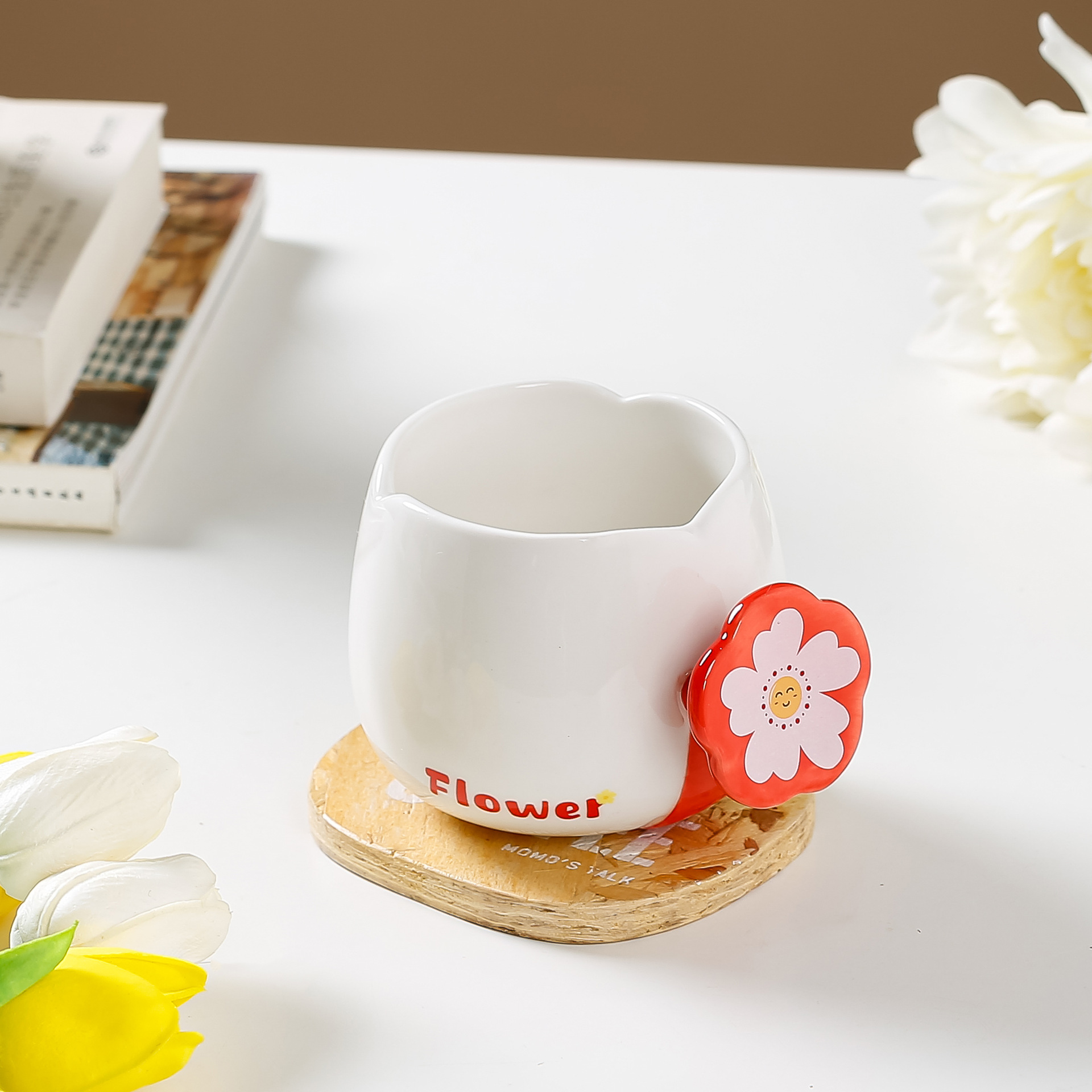 Creative Flower Ceramic Mug Good-looking Ins Style Cup Ceramic Cup Girls Summer Drinking Cup Household