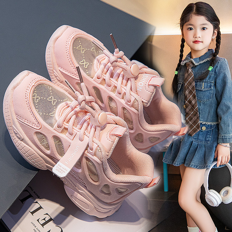 girls sneaker 2024 summer new children‘s running shoes internet celebrity children girls breathable trendy dad shoes