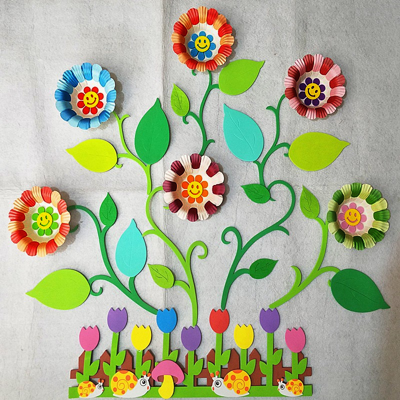 幼儿园环创教室班级文化墙布置墙面装饰泡沫立体树叶贴画贴纸墙贴