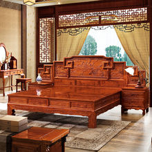 红木大床非洲花梨木家具刺猬紫檀床中式双人床实木山水床卧室