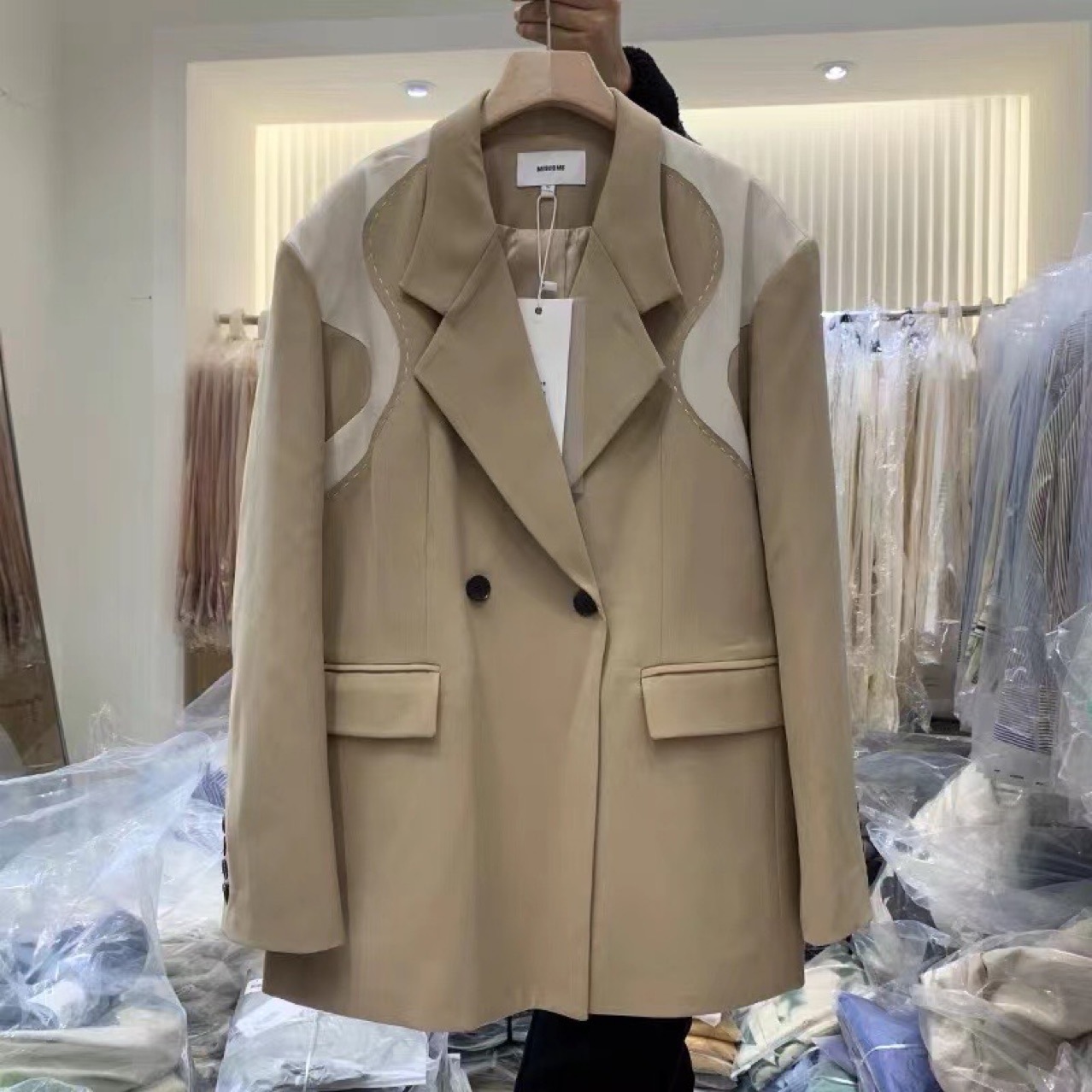 2022春秋季新款韩版拼色女装米索122小西装外套女