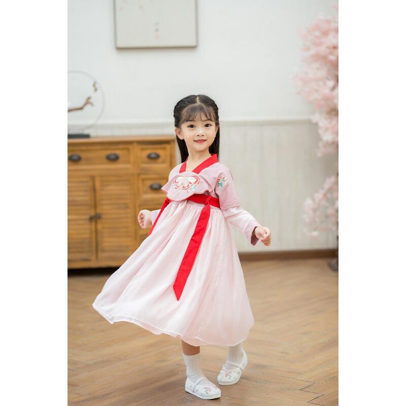 女童汉服古装儿童春秋齐胸襦裙古代周岁公主风古风公主裙襦裙仙女