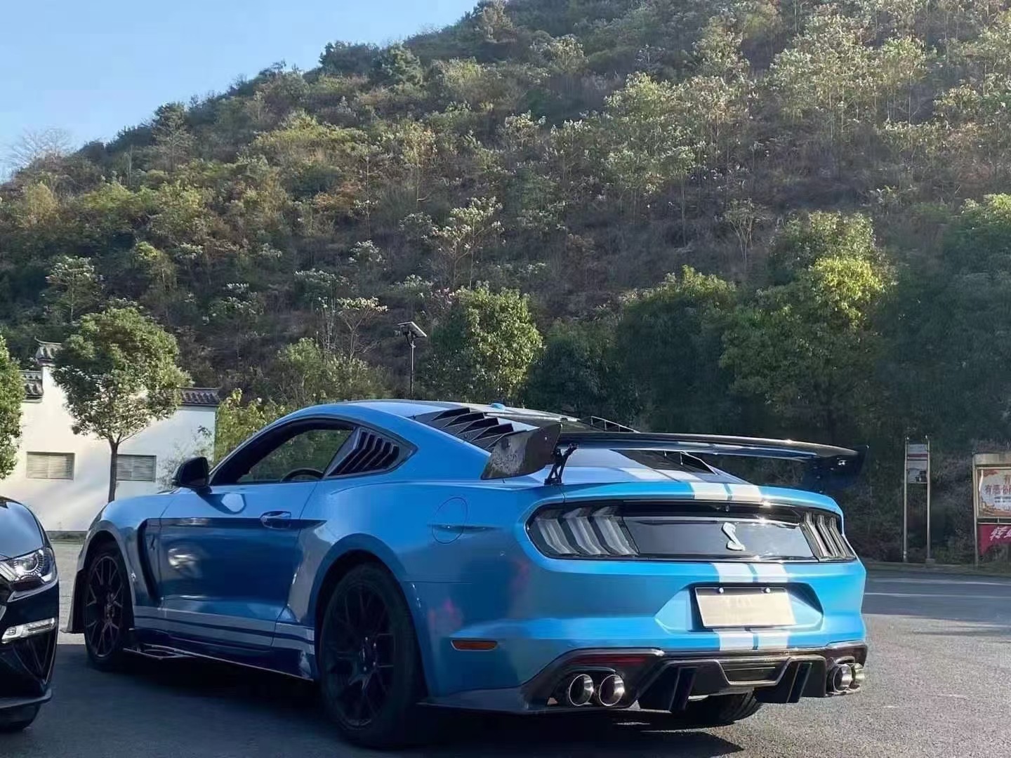 适用于15-20款福特野马改装gt500尾翼mustang定风翼碳纤维大尾翼