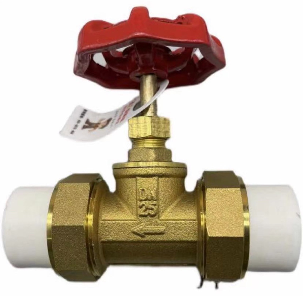 ppr铜截止阀dn20自来水管道截门开关dn25红手轮铜截门开关4分6分