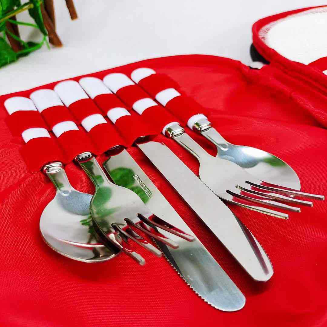 圆形西餐餐具包旅行套装刀叉勺碟收纳包户外餐具包复合料野餐包供应商