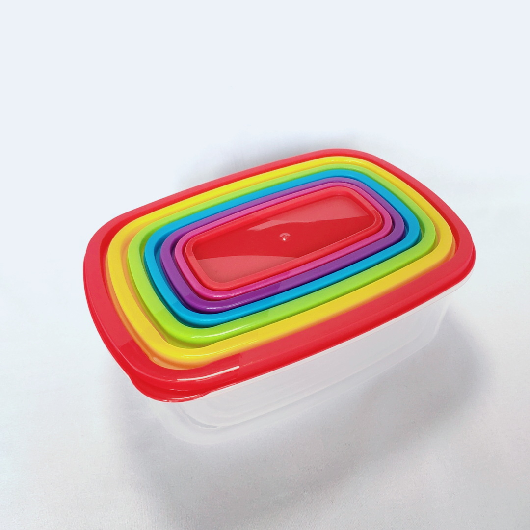 Manufacturer Refrigerator Storage Box Pp Meal Box with Lid Microwaveable Plastic Rainbow Crisper Suit 7 Cross-Border