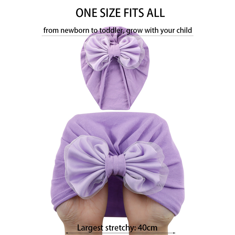 INS New Bright Baby Sleeve Cap Mesh Bow Children's Indian Hat Candy Color