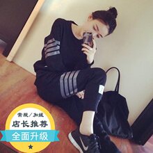 运动服女款2024春秋套装宽松显瘦长袖休闲圆领棉加绒卫衣学生潮