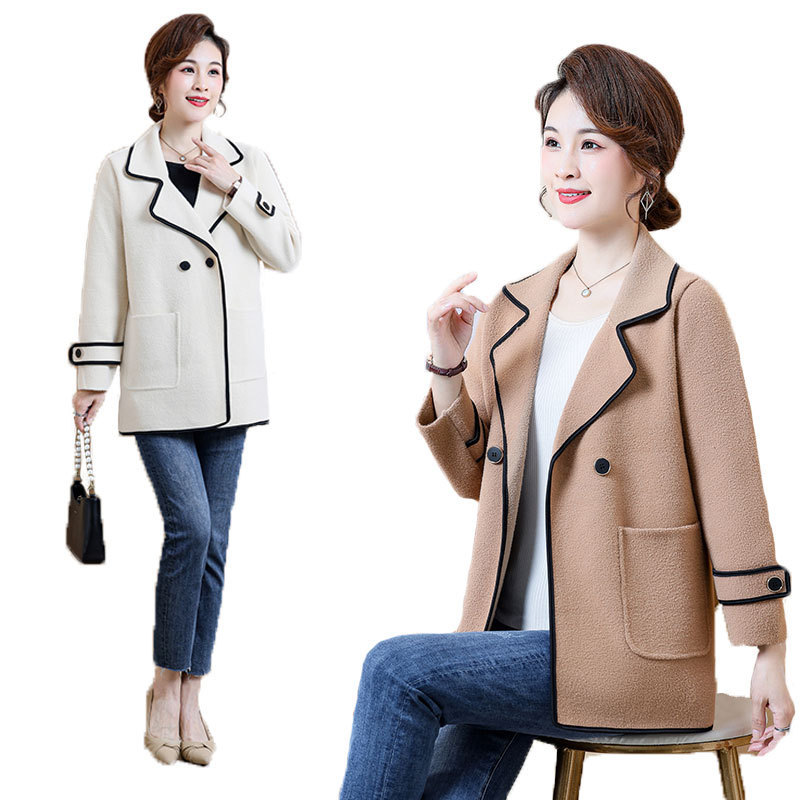 妈妈秋冬装洋气毛呢外套阔太太中长款气质上衣中老年女装呢子大衣