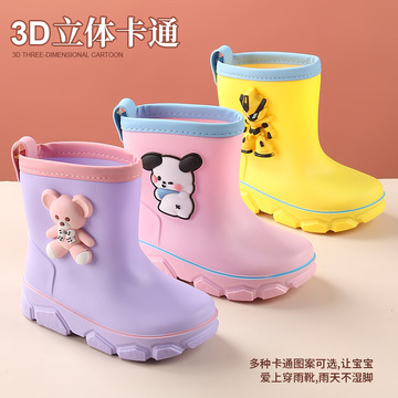 新款儿童雨鞋男女童可爱雨靴幼儿园防水宝宝防滑水鞋加绒小孩水靴
