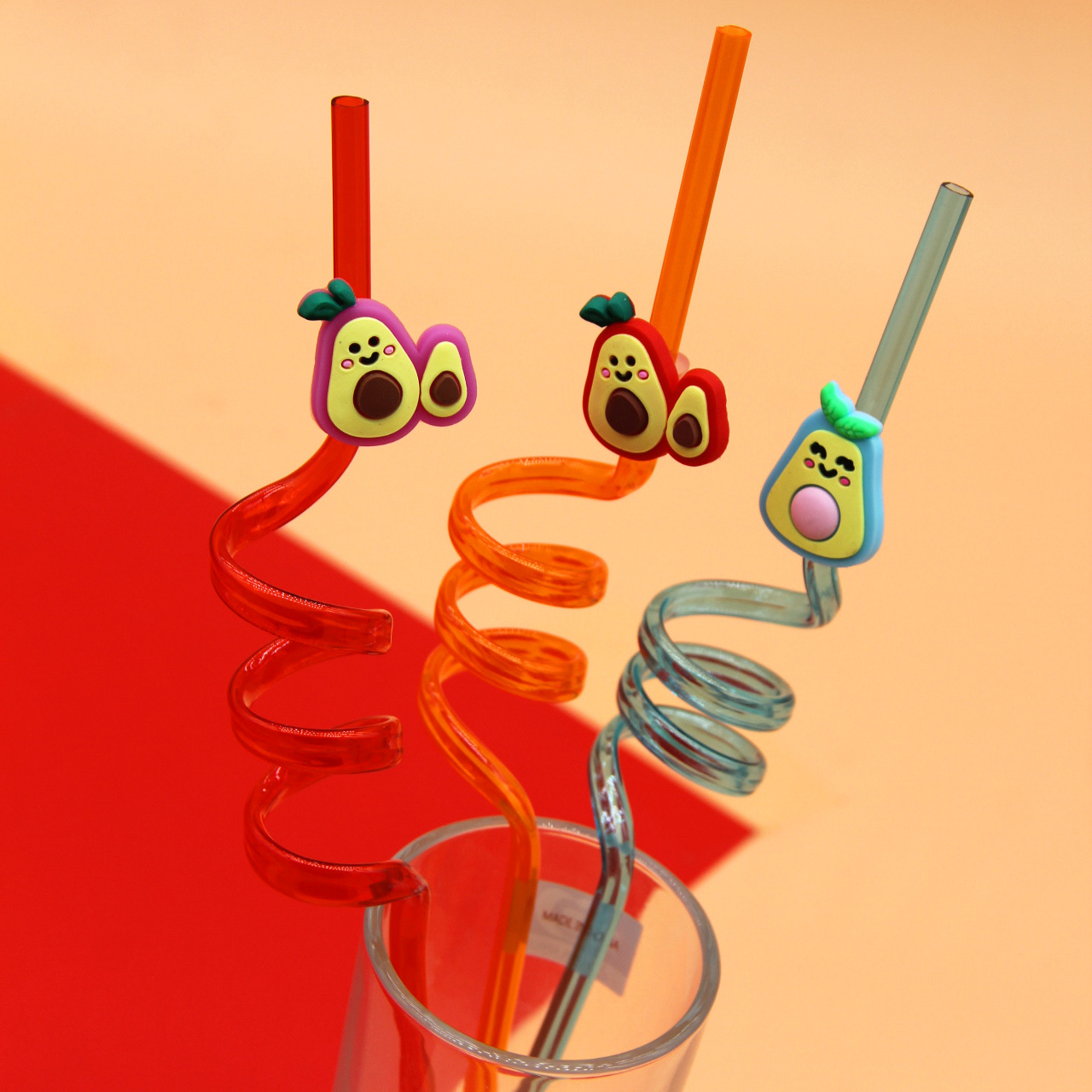 卡通吸管水果冰淇淋系列造型艺术螺旋管生日派对餐厅饮料软胶装饰