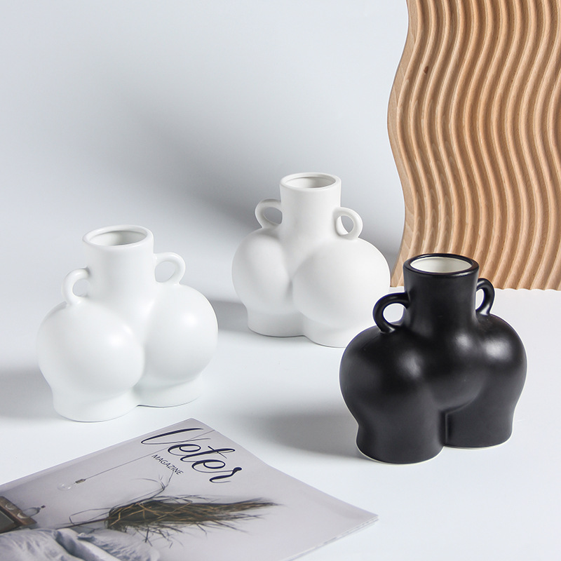Ceramic Vase Human Body Modeling Art Vase Nordic Ins Home Decoration Ceramic Vase Sculpture White Flower Vase