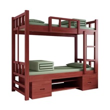 双层床营房实木制式上下铺高低床单人宿舍床营房带底柜上下床批发