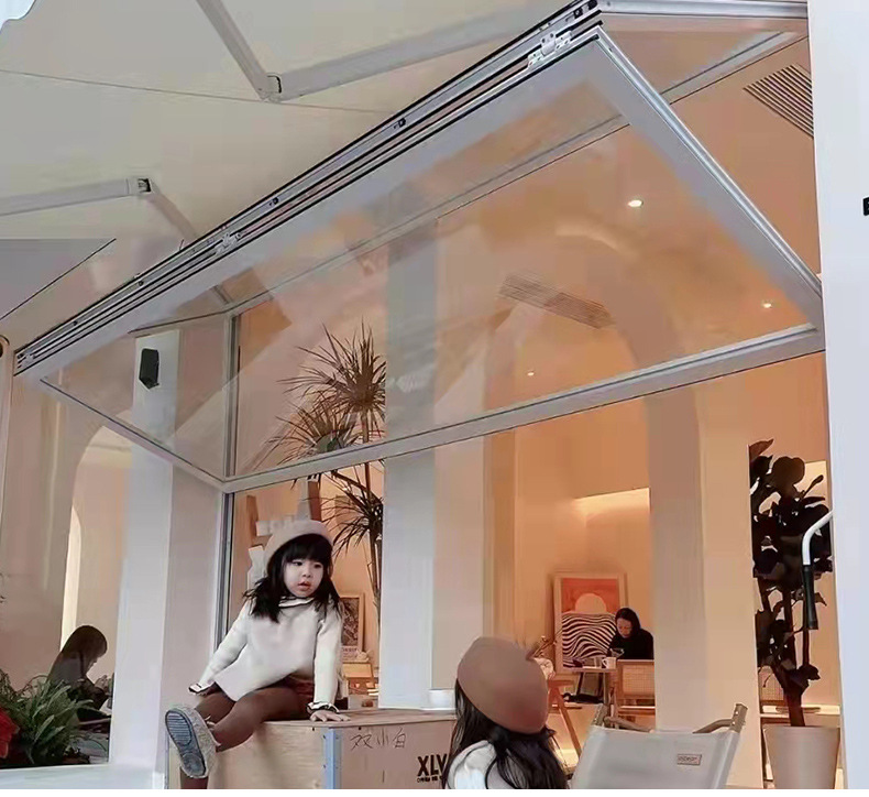 铝合金无液压杆上下折叠窗户小吃档口咖啡店吧台多点停提升提拉窗