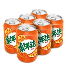 美年达橙味330ml*6罐包邮碳酸汽水饮料饮罐出品