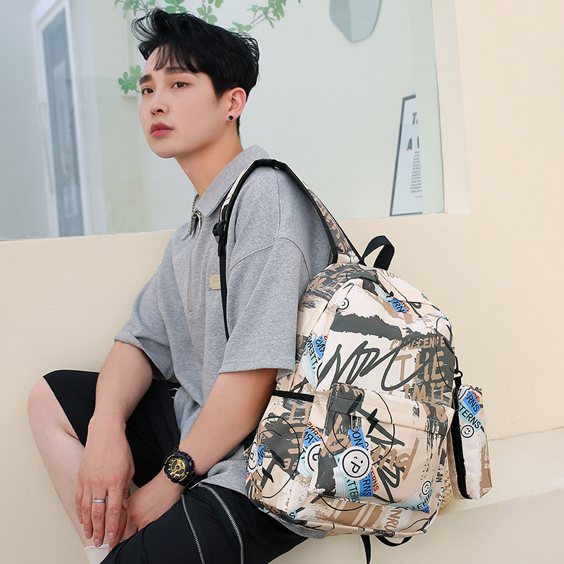 Large Capacity Backpack Printed Bag New National Fashion Ins Style College Students' Backpack Junior High School Student Bag High School Student