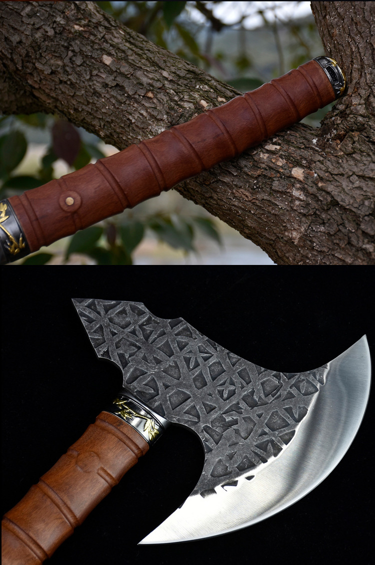 龙泉砍骨刀菜刀战斧户外斧头刀飞斧开山斧便携刀砍劈柴斧子锋利