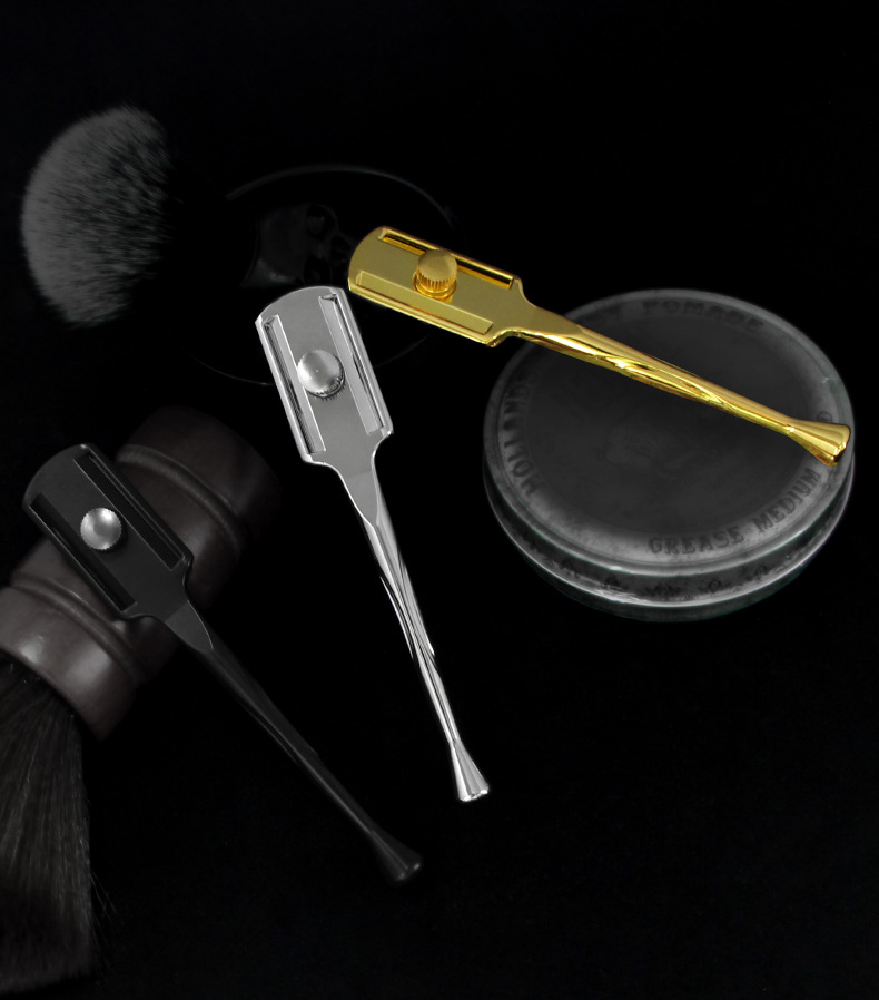 跨境新款双面锌合金老式直柄剃刀美发剃须刀理发店修容剃发刀现货