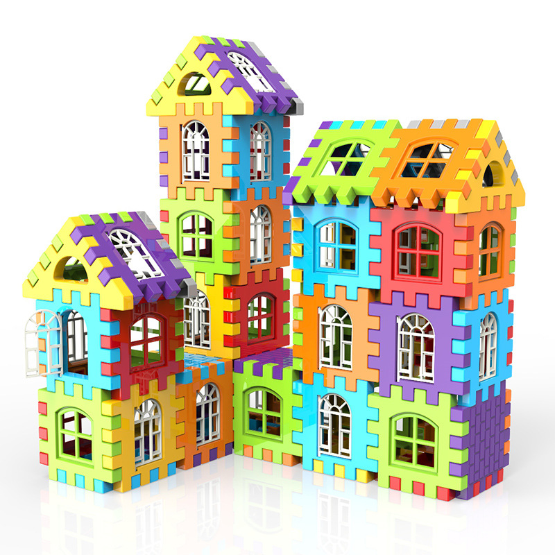 大号儿童幼儿智力方块塑料拼插积木房子组拼装大颗粒早教玩具批发