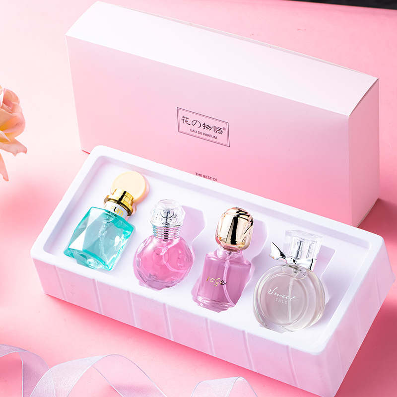 New Flower Words Perfume for Women Four-Piece Light Lasting Fragrance Student Girl Live Broadcast Box Southeast Asia