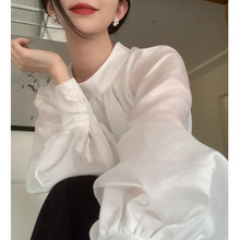 MENGXIANG ▏【佩里月光】法式温柔系带长袖衬衫女小众设计感上衣