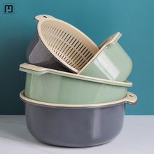 贝顺洗菜盆塑料双层沥水篮子漏盆淘米菜蓝淘菜盆家用厨房洗水果盘