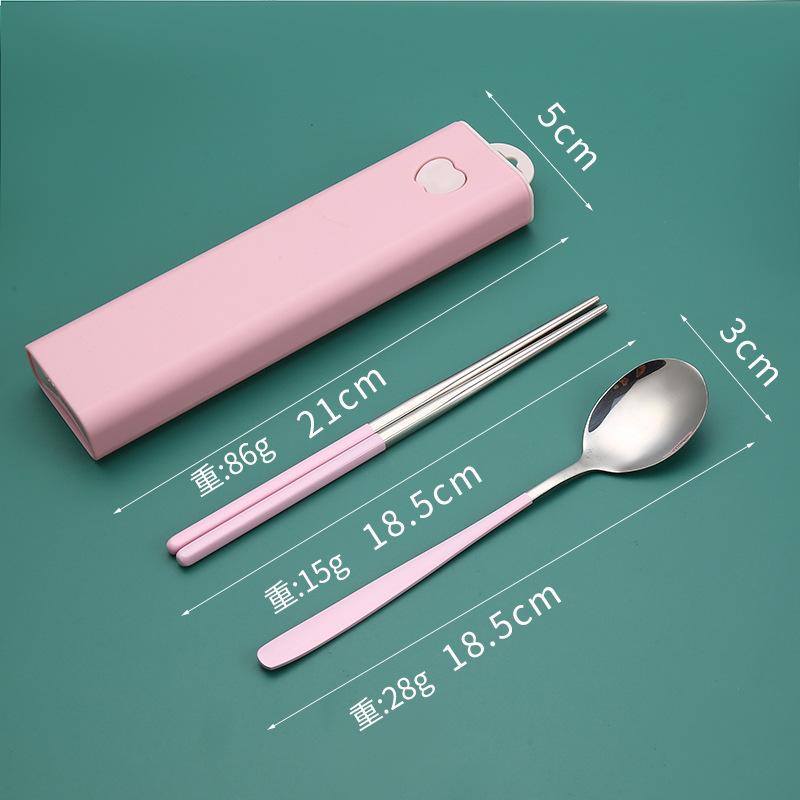 Portable 304 Stainless Steel Tableware Three-Piece Set Student Spoon Fork Chopsticks Set Company Advertising Gift Tableware