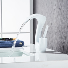 浴室全铜创意眼镜蛇白色台下面盆单孔冷热水龙头洗手盆卫生间家用