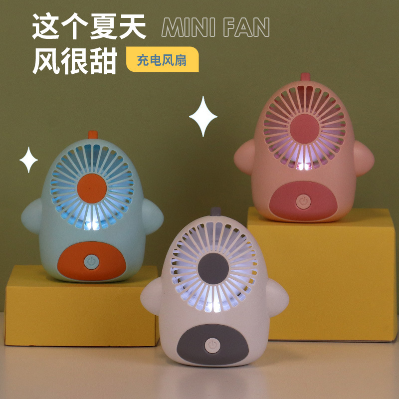 2023 Drip Fan Cartoon Dinosaur with Light Rechargeable Small Fan Student Dormitory Office Mini Desktop Fan