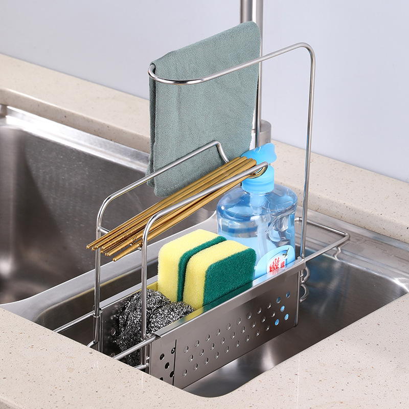 水池可伸缩沥水架收纳架沥水篮洗碗池抹布架厨房水置物架一件代发