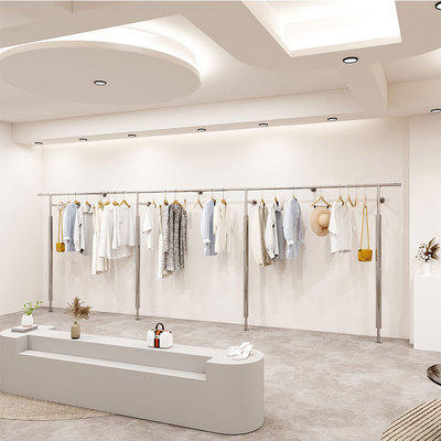 服装店展示架女装童装店不锈钢落地式陈列架货架上墙衣服架子