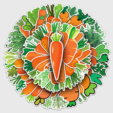 50张胡萝卜涂鸦贴纸个性跨境卡通蔬菜创意装饰水杯手机壳滑板贴纸