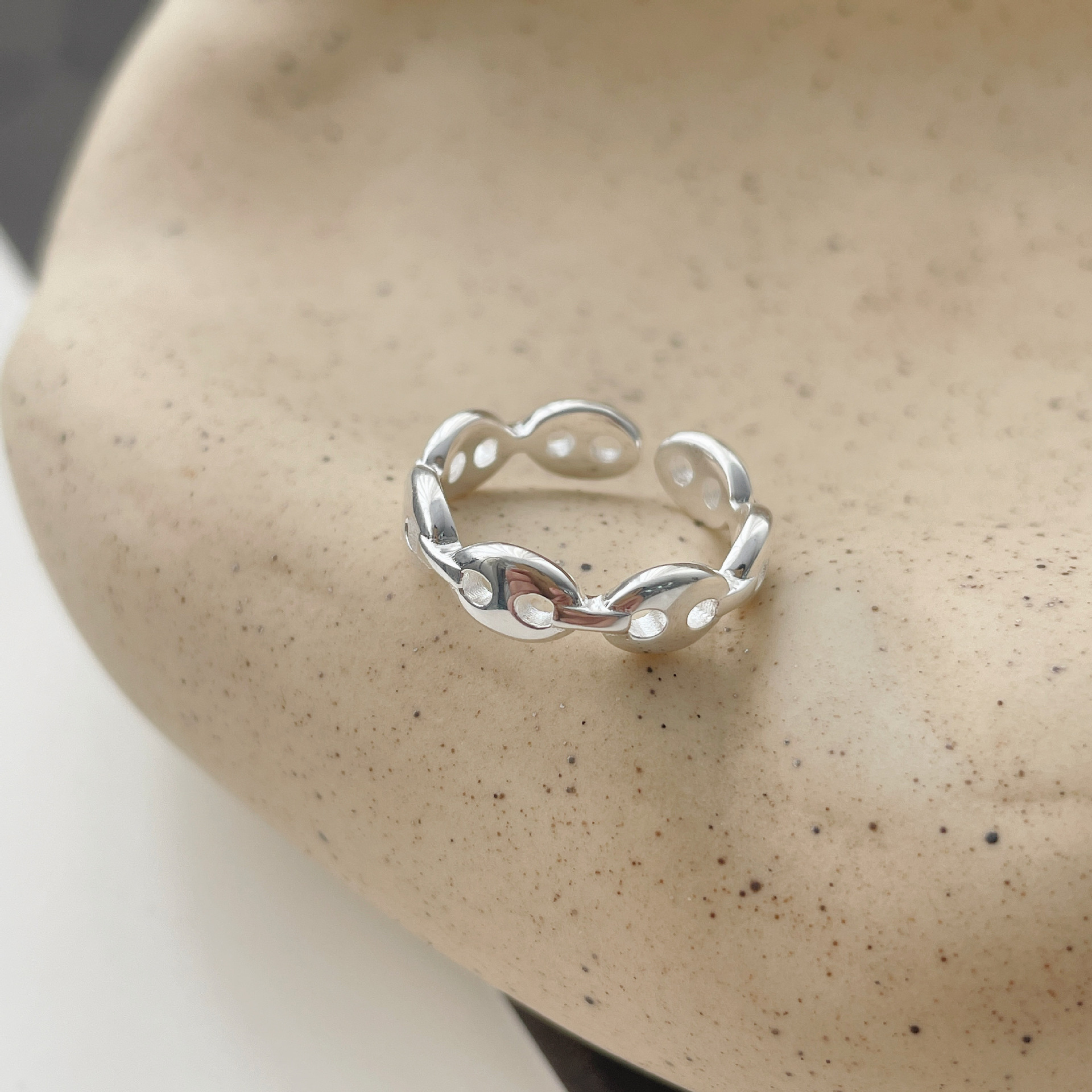 Tiqi Korean Style Korean Jewelry Xiaohongshu Same Style Ins Style 925 Sterling Silver Pig Nose Ring Index Finger Ring Female