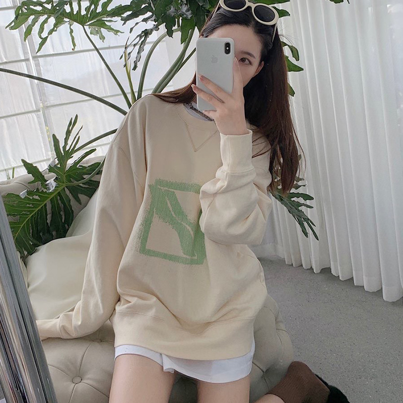 2021ss韩国新晋潮牌we11done网红做旧大logo长袖圆领卫衣代发