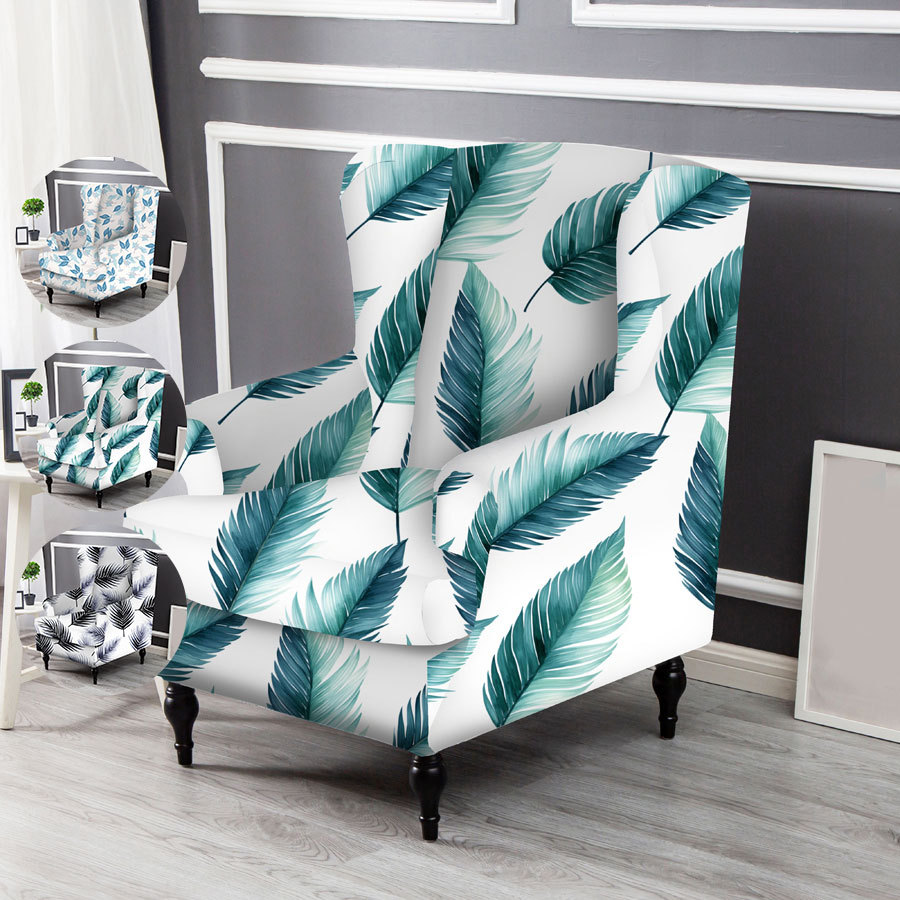 2pcs印花 氨纶柔软贴合老虎凳椅子套可水洗家具保护套带弹性底部