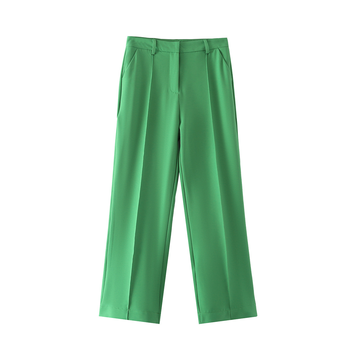 wish亚马逊ebay2022春女装绿色休闲阔腿长裤