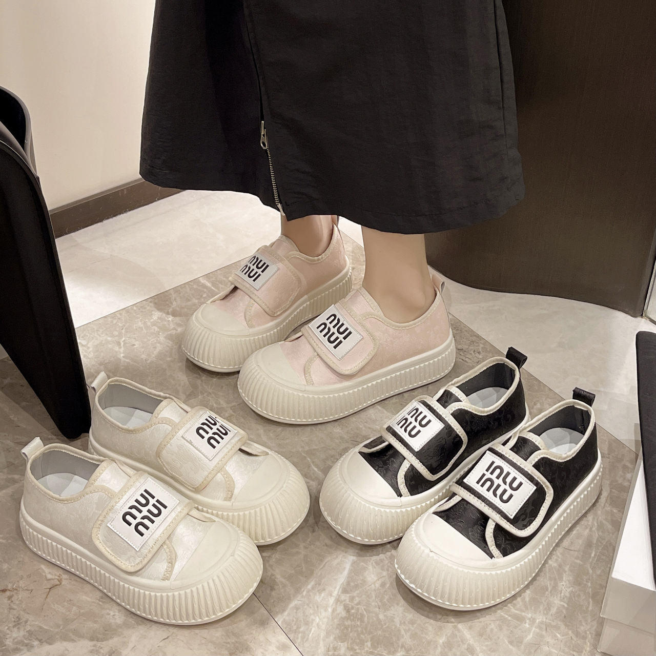 女夏外穿2024新款韩版学生女鞋时尚细带刺绣小白鞋厚底帆布半拖鞋